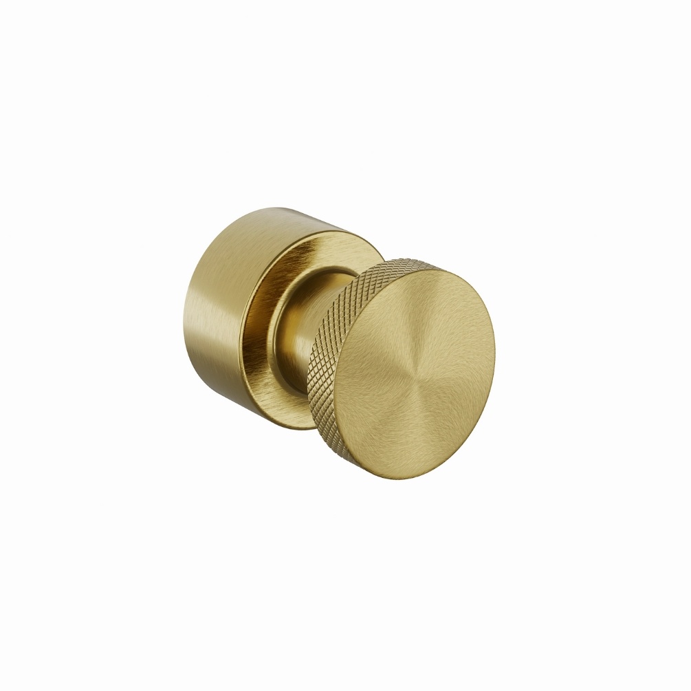 Product cut out image of the hib. Zepto Brushed Brass Robe Hook